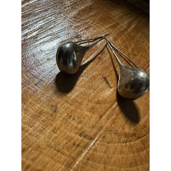 Vtg Sterling Silver Teardrop Long Dangle Drop Earrings Modernist Mid Mod Read - Picture 5 of 16